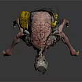 Futuristic Biomechanical Monster With Spiked Back Long Legs And Mechanical Gear