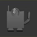 Cute Gray Square Shaped Cat Doll With Pink Ears Big Eyes And Wind Up Mechanism