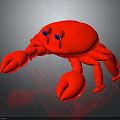 Red Cartoon Crab With Blue Eyes 3D Model On Gray Background Reflection 3d model