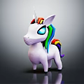 Cute Cartoon Unicorn Toy With Rainbow Mane Tail White Body And Blue Green Eyes