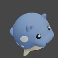 Cute Blue Chubby Cartoon Creature With White Spots And Small Teeth