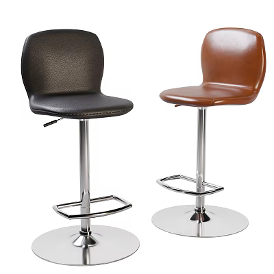 Black and Brown Leather Bar Stools with Metal Base and Footrest 3d model Black and Brown Leather Bar Stools with Metal Base and Footrest 3d model