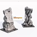 Stone Memorial Sculpture Carving With Inscribed Text And Natural Rock Design