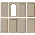 Various Style Wardrobe Doors In Beige With Grid Pattern Arched Glass And Carved Details