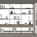 Modern Open Shelving Unit Displaying Books Decorative Items Clock Sculpture And Vase