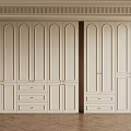 White Wardrobe with Arched Panel Doors and Drawers in Home Interior Design 3d model