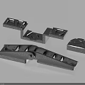 Black Industrial Mechanical Parts Featuring Various Shapes Holes Slots And Structural Design 3D Rendering