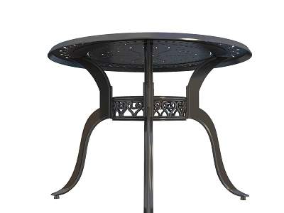 Stylish Metal Outdoor Table with Perforated Round Top and Ornate Decorative Legs 3d model