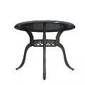 Stylish Metal Outdoor Table with Perforated Round Top and Ornate Decorative Legs