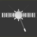 Space Satellite Probe Equipment With Circular Body Solar Panels And Ladder Structure