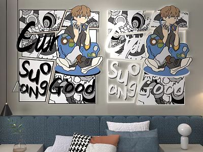 Wall decoration children's room decoration decorative painting cartoon character decoration 3d model
