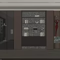 Elegant Modern Wooden Bookcase With Glass Doors Built in Lighting And Decorative Sculptures