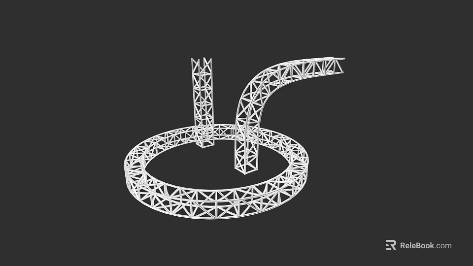 Garden Landscape Featuring Circular Wireframe Sculpture And Decorative Framework 3d model 