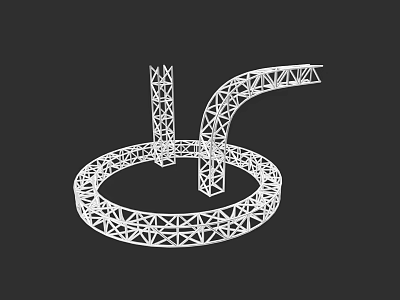 Garden Landscape Featuring Circular Wireframe Sculpture And Decorative Framework 3d model