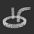 Garden Landscape Featuring Circular Wireframe Sculpture And Decorative Framework