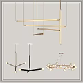 Modern Various Style Chandeliers With Linear Structures Spherical Bulbs And Metal Frames 3d model