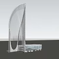 Modern Streamlined Museum Building Featuring Tall Curved Glass Structure And Lower Base Design
