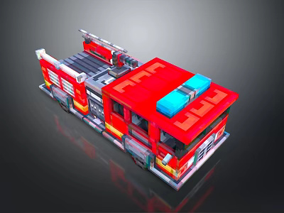 Red Fire Truck With Extendable Ladder And Water Tank 3D Rendering For Emergency Use 3d model