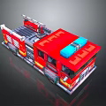 Red Fire Truck With Extendable Ladder And Water Tank 3D Rendering For Emergency Use