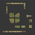 Cartoon Scene Featuring Ancient Style Brick Walls Doors Columns And Floor Tiles