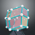 Geometric Transparent Daily Living Decorative Structure With Blue Frame And White Spherical Nodes