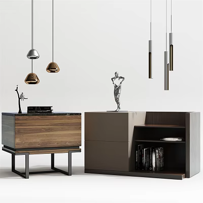 Modern bedside table bedside table chandelier 3d model