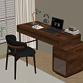 Quiet Ancient Style Desk and Chair Solid Wood Computer Desk and Chair Solid Wood Single Chair Writing Desk Learning Desk and Chair Office Desk and Chair Finished Desk Computer Decoration Combination 3d model