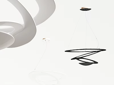 Modern Minimalist Chandeliers With Sleek Curved Spiral Shapes In White And Black Design 3d model