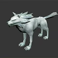 Ice Blue Wolf With Crystal Like Mane And Tail On Dark Reflective Background 3d model