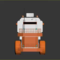 Orange and White Space Exploration Rover Featuring Large Wheels and Antenna for Planetary Missions