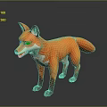 Orange Fox 3D Game Movie Character Standing With White Underbelly Shiny Surface Gray Background