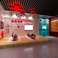 Person Learning Fire Extinguisher Use Method At Fire Safety Exhibition Wall With Flame Design