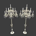 Pair of Elegant Silver Floor Lamps With Crystal Decorations And Multiple Arms