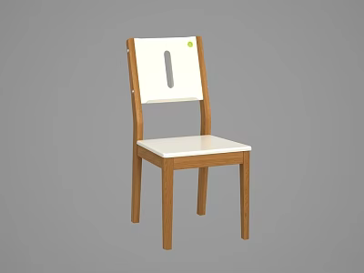 Dining Chair With Wooden Frame White Backrest And Seat Hollow Design 3d model