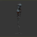 Mechanical Robot Character Standing With Outstretched Arms And Metal Blue Structure