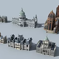 European Architecture Miniature Models Featuring Domes Towers Spires And Various Styles