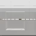 Modern Kitchen Interior Design With Linear Hanging Chandelier And White Cabinets 3d model