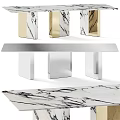 Modern Dining Table Design With Marble Top And Sleek Metal Legs 3d model