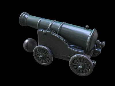 Green Building Blocks Cannon Model with Wheels Barrel and Detailed Structure 3d model