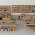 Functional Workbench With Tool Pegboards Tools Stools And Storage Cabinets