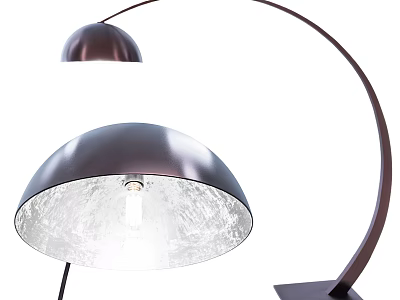 Modern Arched Floor Lamp With Brushed Bronze Metal Shade And Textured Interior For Soft Lighting 3d model