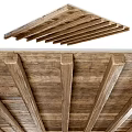 Rustic Wooden Ceiling With Exposed Beams And Natural Grain Texture 3d model