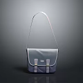 Modern Light Gray Handbag With Long Shoulder Strap And White Buckle Details 3d model