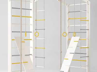 Multi functional Climbing Frame Sports Equipment with Ladder Rungs Rings Ropes for Kids Fitness Training 3d model