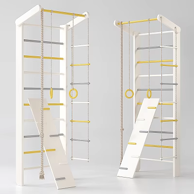Multi functional Climbing Frame Sports Equipment with Ladder Rungs Rings Ropes for Kids Fitness Training 3d model