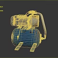 Blue Industrial Air Compressor With Motor Tank And Silver Pipe Parts