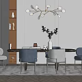 Modern Dining Table and Chair Combination 3d model