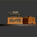 Vintage Hand Crank Coffee Grinder And Wooden Storage Box On Round Platter