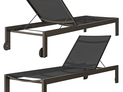 Modern Chaise Lounge With Metal Frame Black Mesh Material And Wheels 3d model