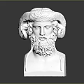 White Decorative Furniture Sculpture With Bearded Ram Horns Male Head And Base
